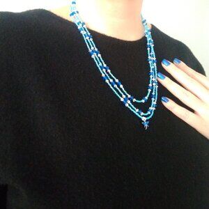 Blue Sparkle Bead Dragonfly Necklace